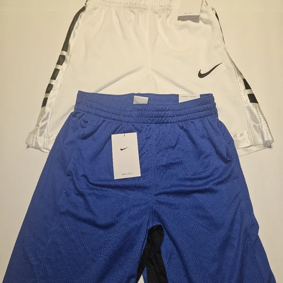 2 Pair of Nike Boys' Dri-FIT Elite Basketball Shorts White/Blue Large-/Bundle - Picture 14 of 16